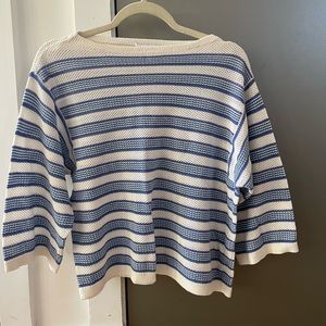 & other stories, 3/4 Length Sleeve Top, Blue and White Striped, Size S